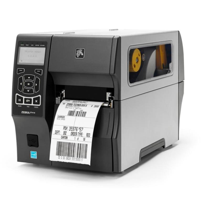 Zebra ZT411, 8 Punkte/mm (203dpi), Cutter, linerless, Disp., RTC, USB, RS232, BT, LAN, ZPL, ZPLII Zebra ZT411, 8 Punkte/mm (203dpi), Cutter, linerless, Disp., RTC, USB, RS232, BT, LAN, ZPL, ZPLII