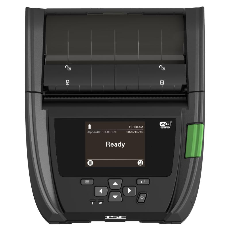 TSC Alpha-40L USB-C, BT (iOS), NFC, 8 Punkte/mm (203dpi), linerless, RTC, Display TSC Alpha-40L USB-C, BT (iOS), NFC, 8 Punkte/mm (203dpi), linerless, RTC, Display