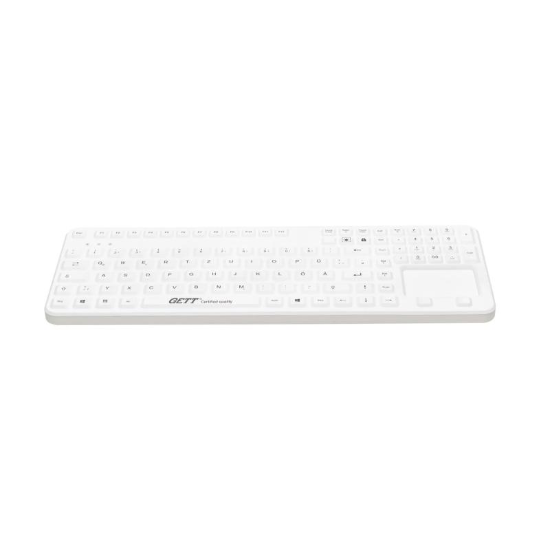 Tastatur GCQ CleanType® Prime Touch+ TKG-109-GCQ-PR-TOUCH-WHITE-IP68-MAG-BACKL-USB-DE IP68 Tastatur GCQ CleanType® Prime Touch+ TKG-109-GCQ-PR-TOUCH-WHITE-IP68-MAG-BACKL-USB-DE IP68