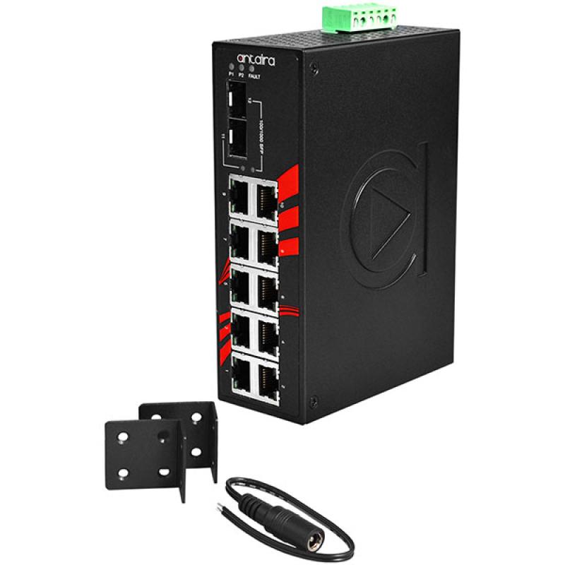 12-Port Unmanaged Industrial Gigabit Switch, 2xSFP, 12-48VDC , -40 - 75C 12-Port Unmanaged Industrial Gigabit Switch, 2xSFP, 12-48VDC , -40 - 75C