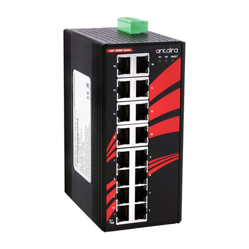 16-Port Unmanaged Industrial Gigabit Switch 16x10/100/1000, 12-48VDC , -40 - 75C 16-Port Unmanaged Industrial Gigabit Switch 16x10/100/1000, 12-48VDC , -40 - 75C