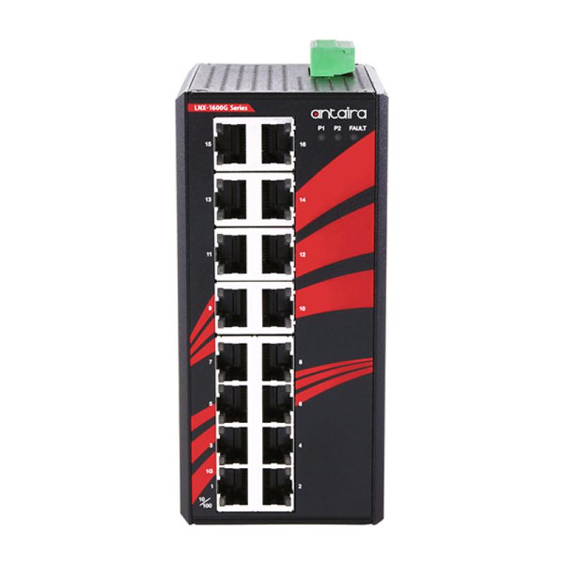 16-Port Unmanaged Industrial Gigabit Switch 16x10/100/1000, 12-48VDC , -40 - 75C 16-Port Unmanaged Industrial Gigabit Switch 16x10/100/1000, 12-48VDC , -40 - 75C