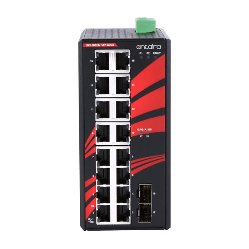 18-Port Unmanaged Industrial Gigabit Switch, 12-48VDC , -40 - 75C 18-Port Unmanaged Industrial Gigabit Switch, 12-48VDC , -40 - 75C