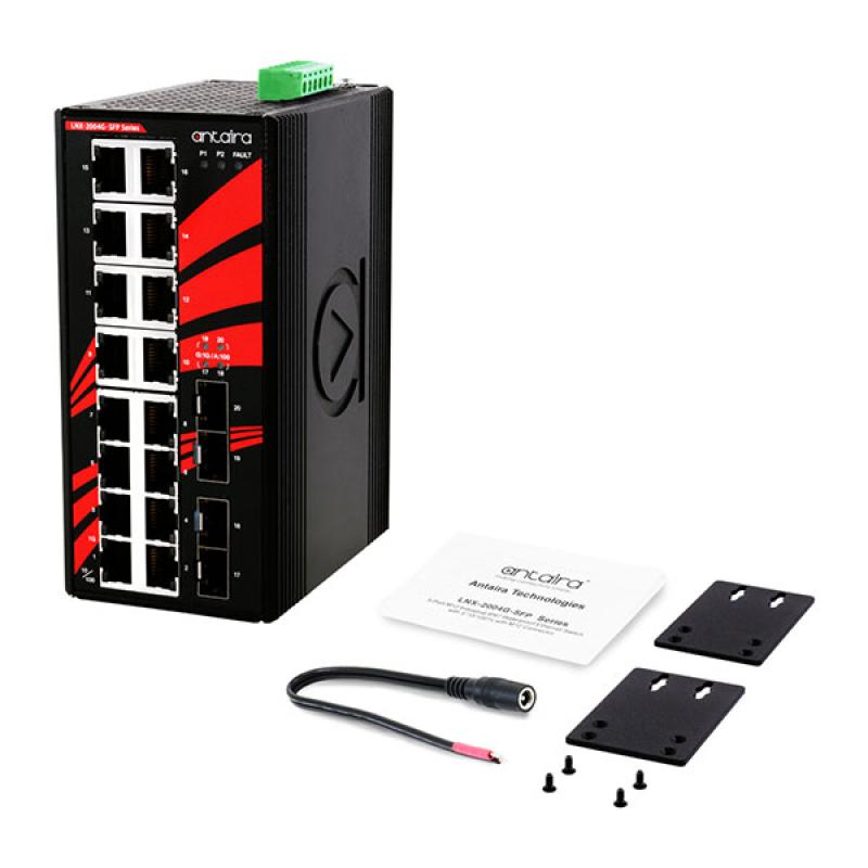 20-Port Unmanaged Industrial Gigabit Switch, 12-48VDC , -40 - 75C 20-Port Unmanaged Industrial Gigabit Switch, 12-48VDC , -40 - 75C