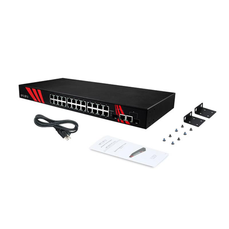 26-Port Unmanaged Industrial Gigabit Switch, 12-48VDC , -40 - 75C 26-Port Unmanaged Industrial Gigabit Switch, 12-48VDC , -40 - 75C