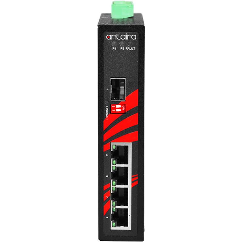 5-Port Unmanaged Industrial Gigabit Switch 4x10/100/1000 + 1 SFP, 12-48VDC , -40 - 75C 5-Port Unmanaged Industrial Gigabit Switch 4x10/100/1000 + 1 SFP, 12-48VDC , -40 - 75C