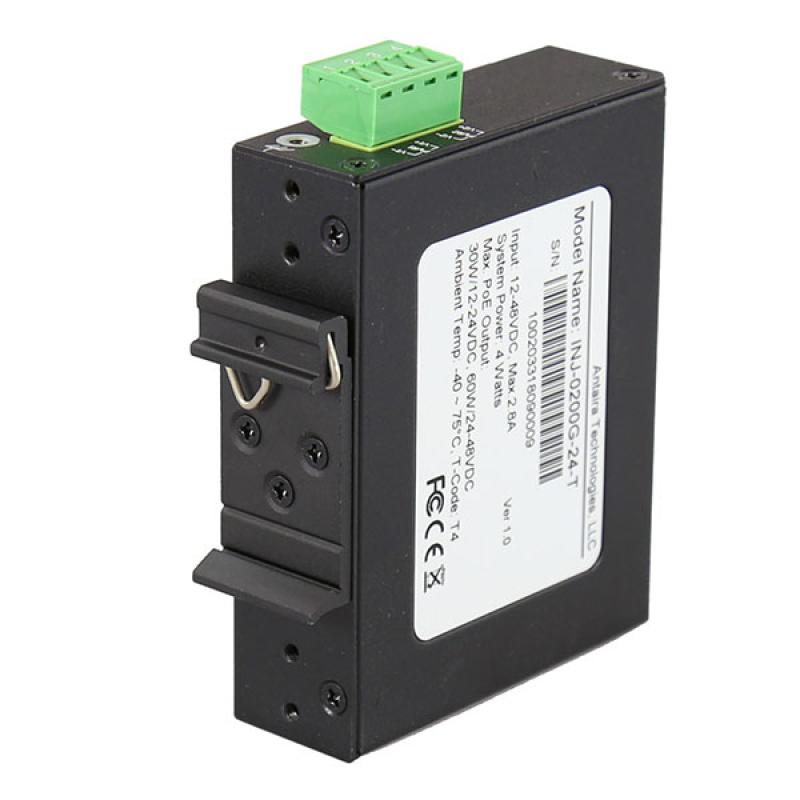 Industrial IEEE 802.3bt Gigabit Type 3 4PPoE Injector, -40C - 75C Industrial IEEE 802.3bt Gigabit Type 3 4PPoE Injector, -40C - 75C