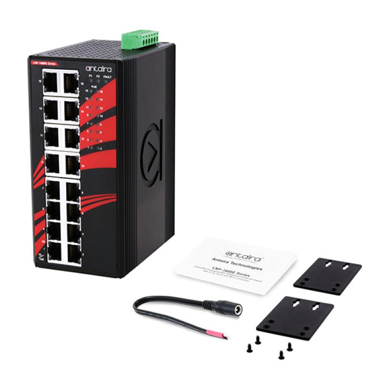 16-Port Unmanaged POE+ (30W/port) Industrial Gigabit Switch 16x10/100/1000, 48-55VDC, -40 - 75C 16-Port Unmanaged POE+ (30W/port) Industrial Gigabit Switch 16x10/100/1000, 48-55VDC, -40 - 75C
