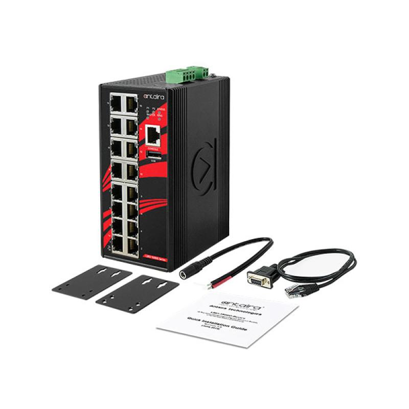 16-Port Managed POE+ (30W/port) Industrial Gigabit Switch, 48-55VDC, -40 - 75C 16-Port Managed POE+ (30W/port) Industrial Gigabit Switch, 48-55VDC, -40 - 75C