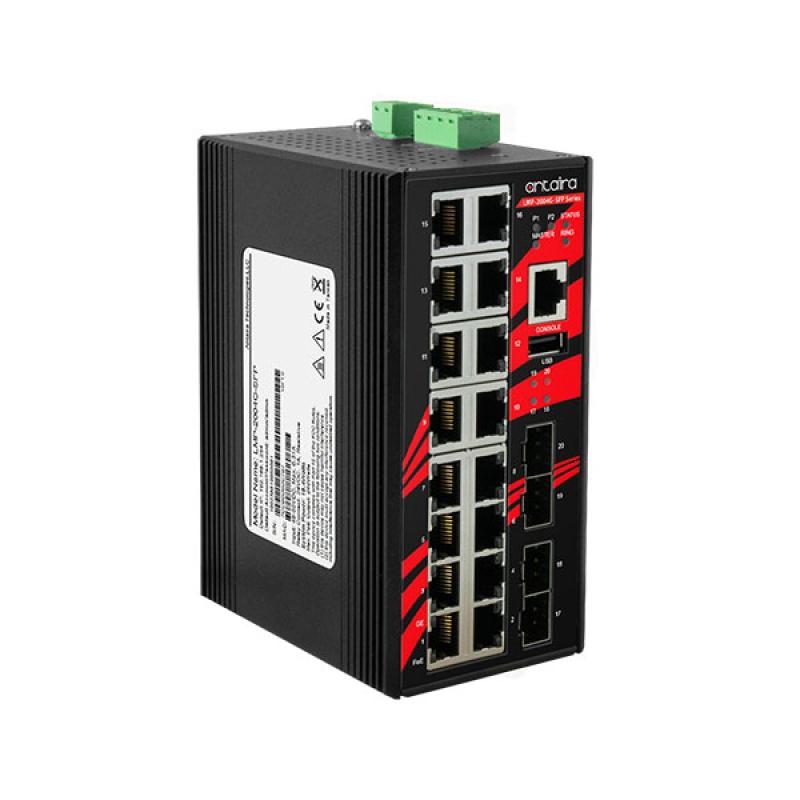 20-Port Managed POE+ (30W/port) Industrial Gigabit Switch, 48-55VDC, -40 - 75C 20-Port Managed POE+ (30W/port) Industrial Gigabit Switch, 48-55VDC, -40 - 75C