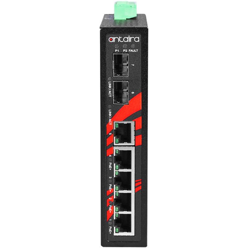 7-Port Unmanaged POE+ (30W/port) Industrial Gigabit Switch, 48-55VDC, -40 - 75C 7-Port Unmanaged POE+ (30W/port) Industrial Gigabit Switch, 48-55VDC, -40 - 75C