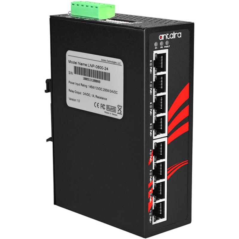 8-Port Unmanaged POE Industrial Ethernet Switch, 12-36VDC, -40 - 75C 8-Port Unmanaged POE Industrial Ethernet Switch, 12-36VDC, -40 - 75C