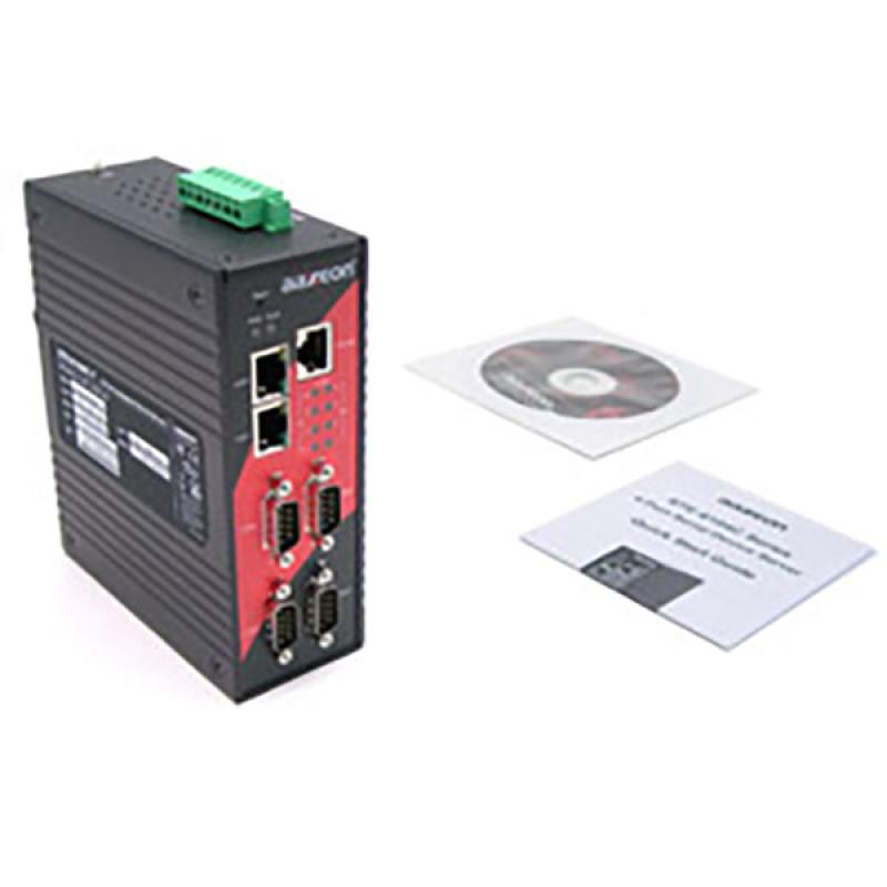 Rugged High Speed 4-port RS232/422/485 to 2-port 10/100TX Gateway (-40C - 80C) Rugged High Speed 4-port RS232/422/485 to 2-port 10/100TX Gateway (-40C - 80C)