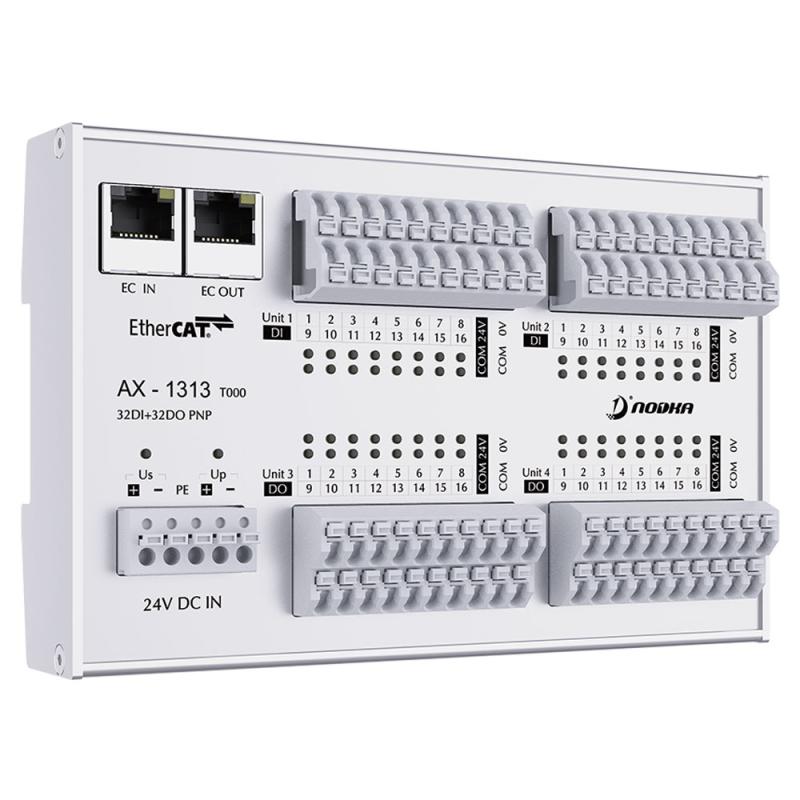64 x DIO: 32-DI, 32-DO, EtherCAT Modul, PNP, filter: 3ms, Imax: 0.5A, 24VDC 64 x DIO: 32-DI, 32-DO, EtherCAT Modul, PNP, filter: 3ms, Imax: 0.5A, 24VDC