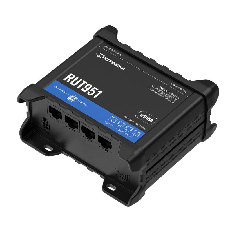 Teltonika RUT951 Industrieller PoE+ Mobilfunk-Router mit PSU Teltonika RUT951 Industrieller PoE+ Mobilfunk-Router mit PSU
