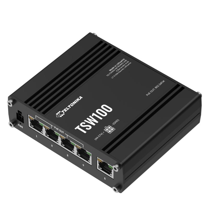 Teltonika TSW100 Industrial Unmanaged PoE+ Switch Teltonika TSW100 Industrial Unmanaged PoE+ Switch