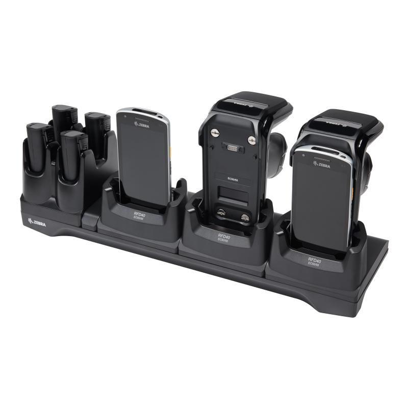 Zebra Lade-/&Uuml;bertragungsstation, l&auml;dt 3x RFD40/EC50/EC55 und 4x RFD40 Ersatzakku, Ethernet